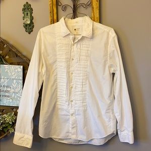 J. CREW White Tuxedo style Button Down Shirt 100% Cotton size XL EUC